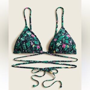 J.Crew Strappy String Bikini Top NWT Winter Garden Floral Size Large Swim